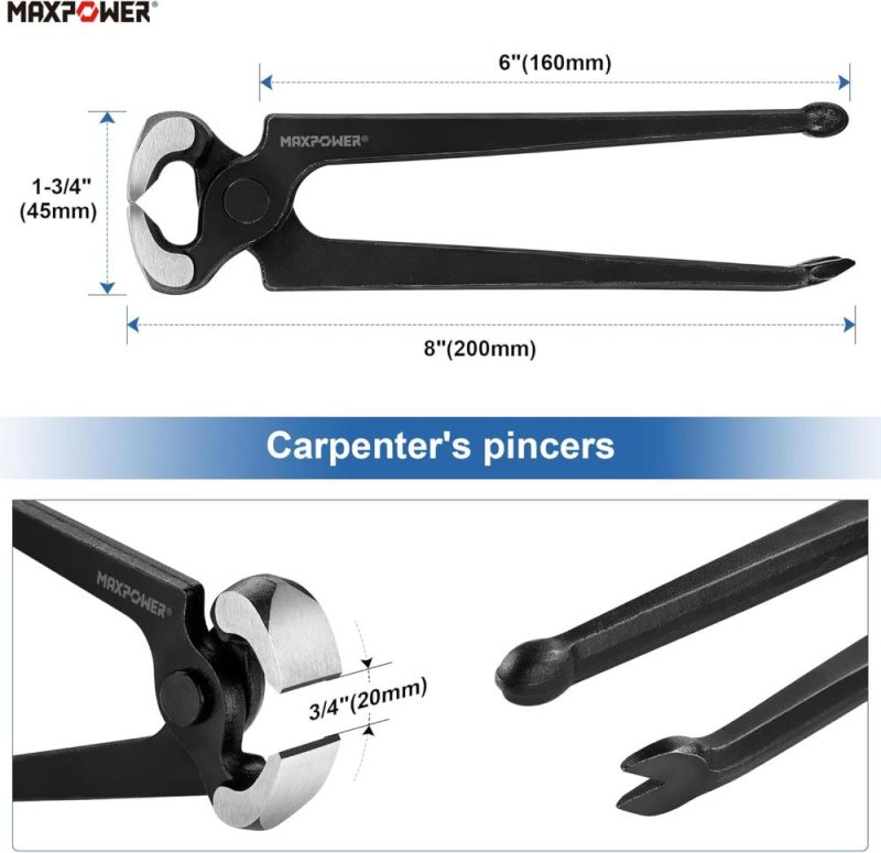 Ensemble de 3 pièces de tire-clous, pinces à couper à l’extrémité de 9 pouces, pinces à couper à l’extrémité de 7 pouces, pincers de charpentier de 8 pouces. | Pince à Découper Sur le Côté