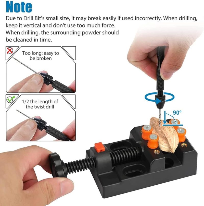 Ensemble de 60 pièces de forets à main, perceuse à main avec étau, forets à torsion micro mini, forets PCB, outil d’étau pour résine. | Étaux