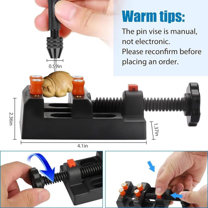 Ensemble de 60 pièces de forets à main, perceuse à main avec étau, forets à torsion micro mini, forets PCB, outil d’étau pour résine. | Étaux