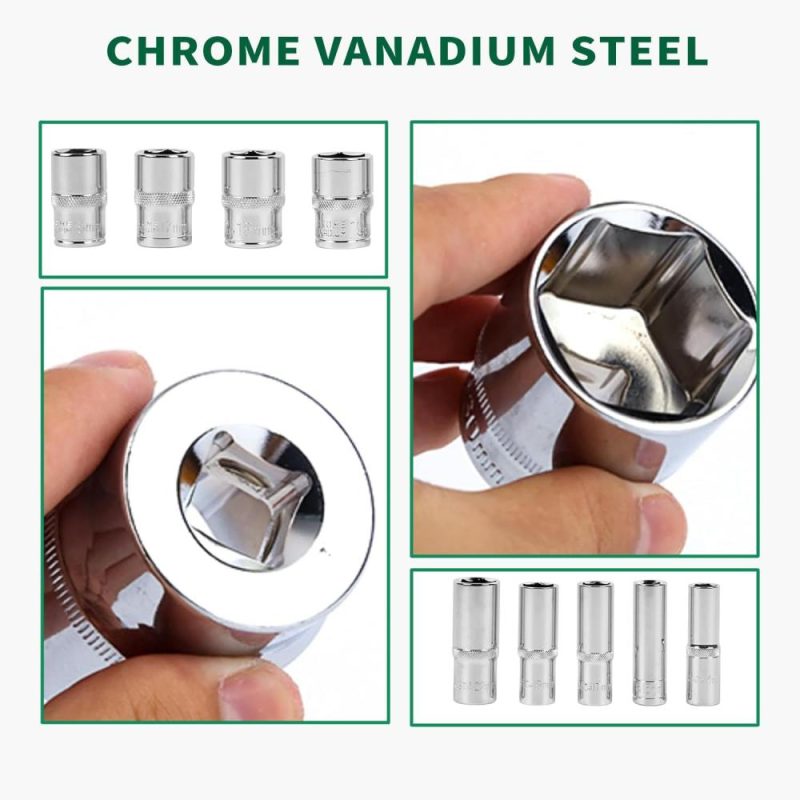 Ensemble de clé à cliquet de 216 pièces 1/4", 3/8" et 1/2" avec ensemble de douilles, poignée de clé à cliquet à 72 dents, ensemble d’outils mécaniques métriques pour la réparation automobile et l’utilisation à domicile. | Couples à Douille et Jeux de Clés à Douille