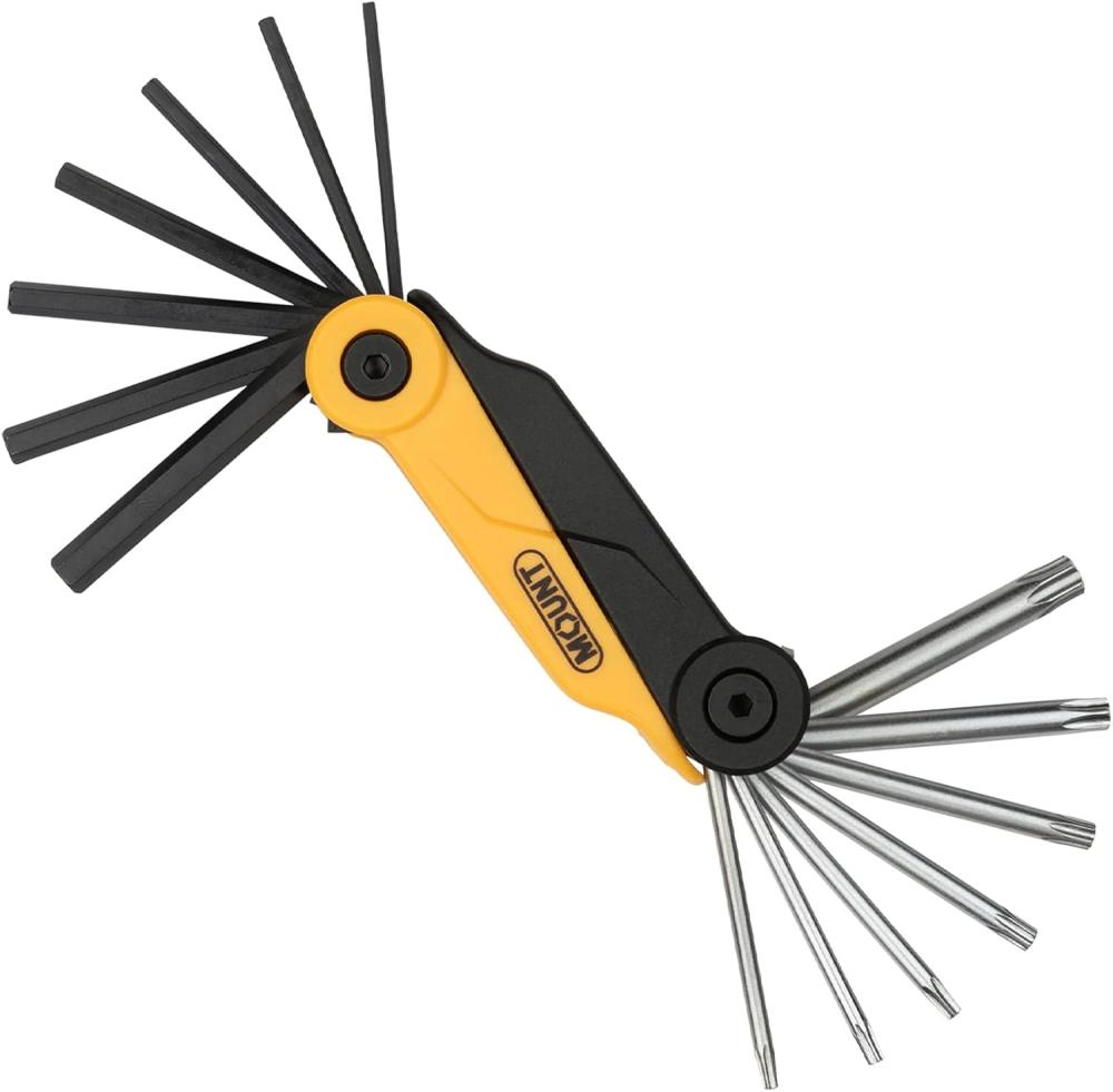 Ensemble de clés hexagonales pliantes de 15 pièces, clés Allen Torx étoile professionnelles avec ouvre-bouteille, en acier Cr-V, kit d’outils portable pour l’entretien à domicile et la réparation de véhicules, tailles métriques et Torx. | Clé Hexagonale