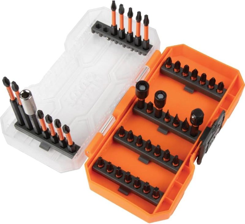 Ensemble de forets pour visseuse à percussion 33801 avec embouts magnétiques, embouts Phillips en acier S2 Proflex, fentes, carrés, Torx avec étui, compatible Modbox, 40 pièces. | Verseurs à Embouts Multiples