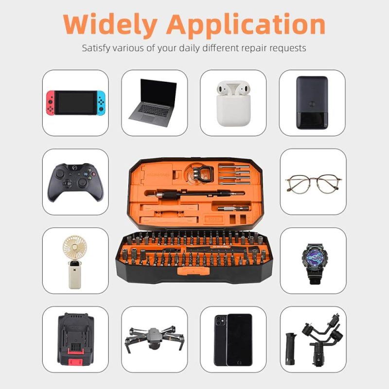 Ensemble de petits tournevis, ensemble de tournevis de précision 152 en 1, kit d’outils électroniques avec 140 embouts, ensemble de tournevis magnétiques, avec étui pour PC, ordinateur portable, téléphone, Mac, tablette, consoles de jeux, lunettes, montre (orange) | Sets de Tournevis