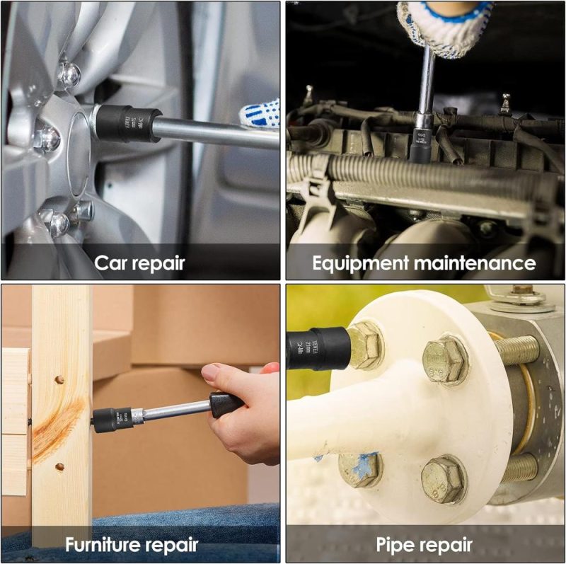 Ensemble d’extracteurs de boulons de roue de 9 pièces, outil de douille à douille à impact de 1/2", kit de retrait de verrou de roue, ensemble d’extracteurs facile pour boulons et écrous endommagés, gelés, rouillés ou arrondis, cadeau pour la fête des pères. | Couples à Douille et Jeux de Clés à Douille