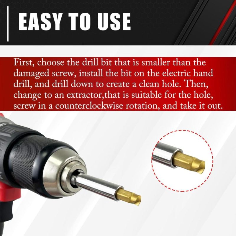 Ensemble d’extracteurs de vis endommagées en titane C&T de 22 pièces, kit d’extracteurs de vis dénudées, porte-embout magnétique et adaptateur de douille, ensemble de retrait HSS polyvalent, retirez facilement et rapidement les vis endommagées. | Extracteurs de Tarauds
