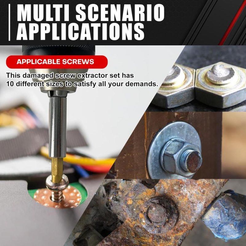 Ensemble d’extracteurs de vis endommagées en titane C&T de 22 pièces, kit d’extracteurs de vis dénudées, porte-embout magnétique et adaptateur de douille, ensemble de retrait HSS polyvalent, retirez facilement et rapidement les vis endommagées. | Extracteurs de Tarauds