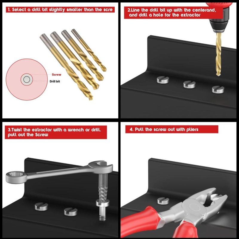 Ensemble d’extracteurs de vis Uyecove de 14 pièces, ensemble de forets à gauche en acier cobalt 35# Cr-Mo et 6542 Hss pour retirer les vis endommagées et les boulons cassés, kit d’extracteurs de boulons cassés. | Extracteurs de Tarauds