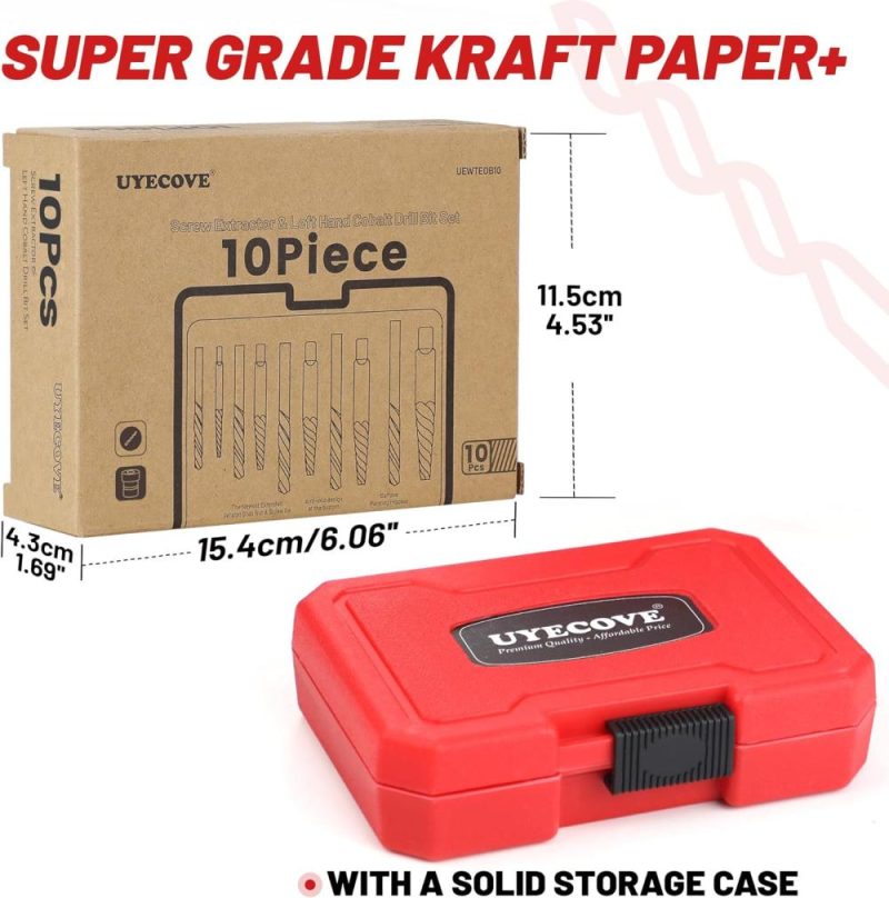 Ensemble d’extracteurs de vis Uyecove de 14 pièces, ensemble de forets à gauche en acier cobalt 35# Cr-Mo et 6542 Hss pour retirer les vis endommagées et les boulons cassés, kit d’extracteurs de boulons cassés. | Extracteurs de Tarauds