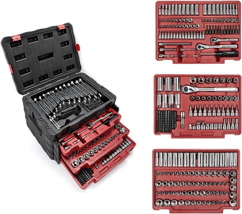 Ensemble d’outils mécaniques de 450 pièces, trousse à outils professionnelle universelle avec boîte de rangement robuste. | Couples à Douille et Jeux de Clés à Douille