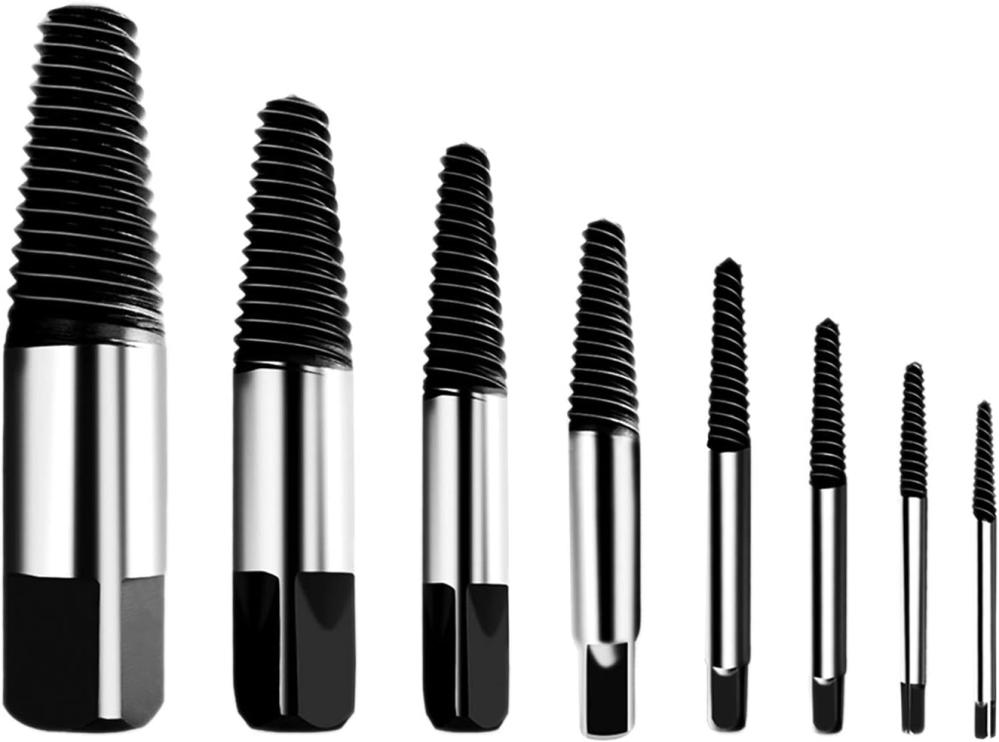 Hakkin 8 Pcs Ensemble d’extracteurs de vis endommagées et dénudées, extracteur de boulon cassé de 1/8" à 3/4" et ensemble de retireur de tuyau d’eau cassé, kit d’outils de retrait à spirale gauche idéal avec étui de rangement. | Extracteurs de Tarauds