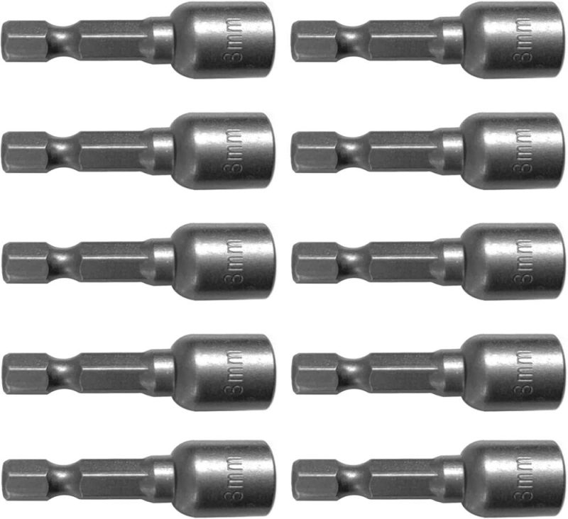 Jeu de 10 pièces de douilles à écrou de 5/16 », douille à écrou de 5/16 pouce avec tige hexagonale pour changement rapide, adaptateur de conducteur à impact en acier allié. | Tourne-écrous