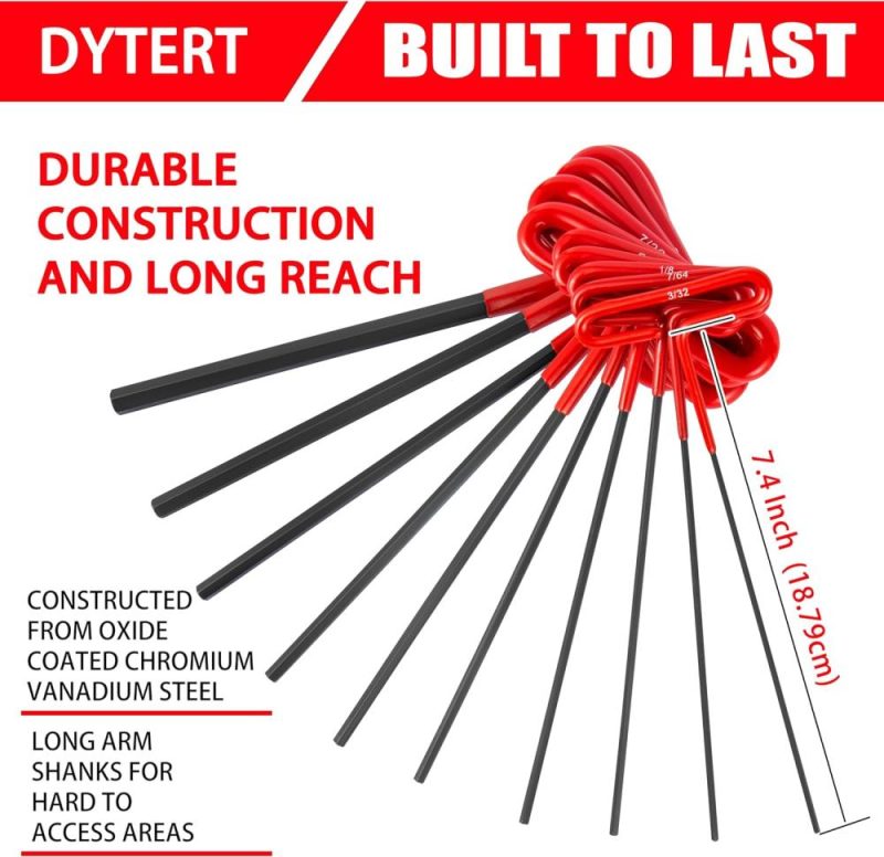 Jeu de clés Allen T en 30 pièces avec métrique (2-10 mm) et pouce (3/32-3/8) et Torx (T9-T50), clés hexagonales Allen, 7,4 pouces de long, poignée rembourrée. | Clé Hexagonale