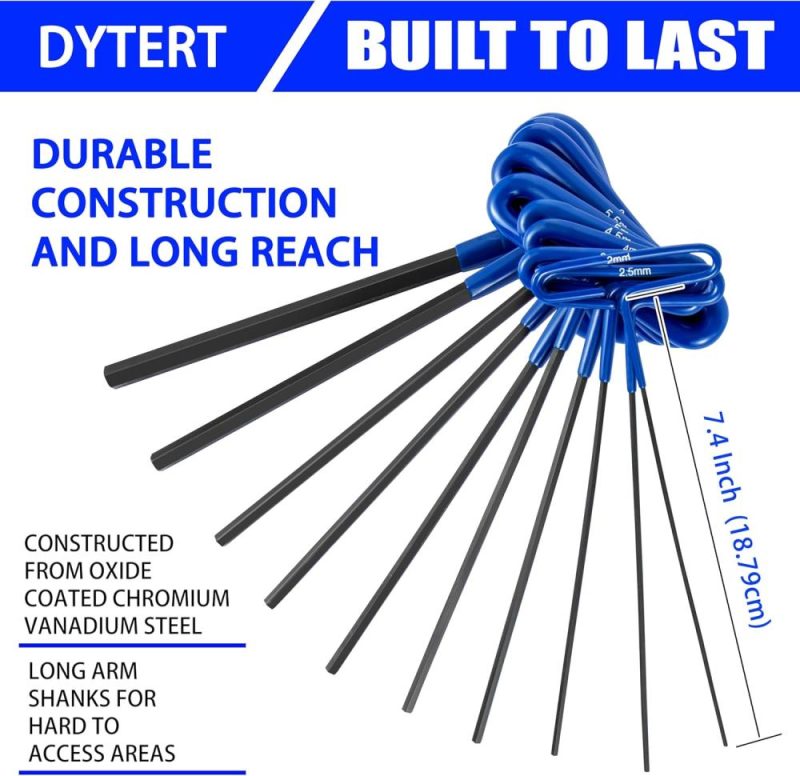 Jeu de clés Allen T en 30 pièces avec métrique (2-10 mm) et pouce (3/32-3/8) et Torx (T9-T50), clés hexagonales Allen, 7,4 pouces de long, poignée rembourrée. | Clé Hexagonale
