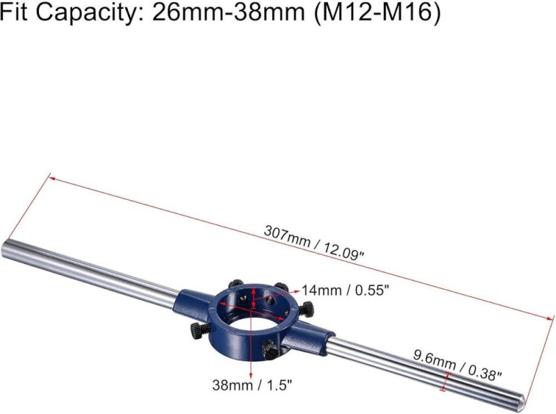 Jeu de clés à molette, fil à 1/2-28 UNEF et support de 38 mm (1-1/2") (compatible avec : fil rond de 26 mm à 38 mm / M12-M16) réglable pour la réparation de filets de boulons. | Filières de Filetage