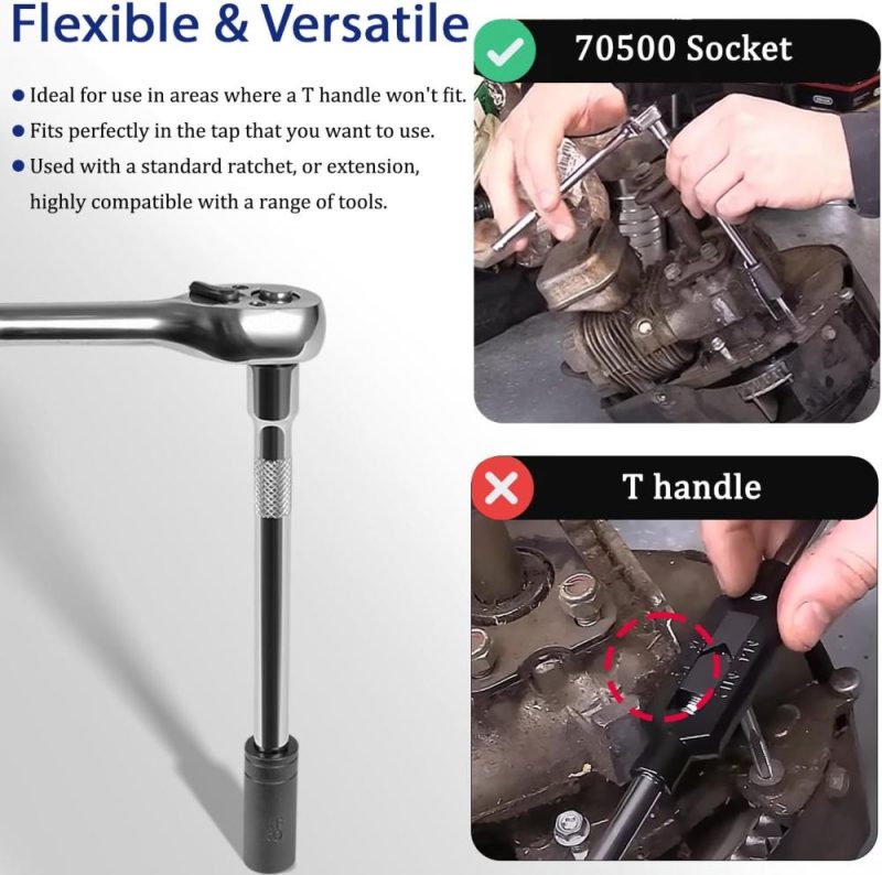 Jeu de douilles à tarauder 70500, utilisable avec entraînement de 1/4" et 3/8", adapté aux tarauds fractionnels Mcti standard jusqu’à 1/2" et 1/8" Npt, ainsi qu’aux tarauds métriques jusqu’à 12 mm, fabriqué selon la norme Mcti, 8 pièces. | Sets de Tarauds et de Matrices