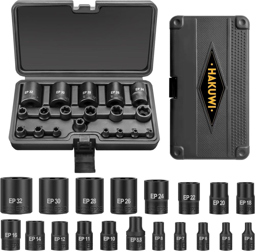 Jeu de douilles externes Torx Plus de 19 pièces, jeu de douilles étoile ultime, douille ép de 6 points 1/2 » 3/8 » 1/4 » Dr Ep4-Ep32, douille ép de 5 points 1/2 » Ep8.8 Dr E-Torx Plus, compatible avec Tesla. | Douilles à Entraînement Individuel