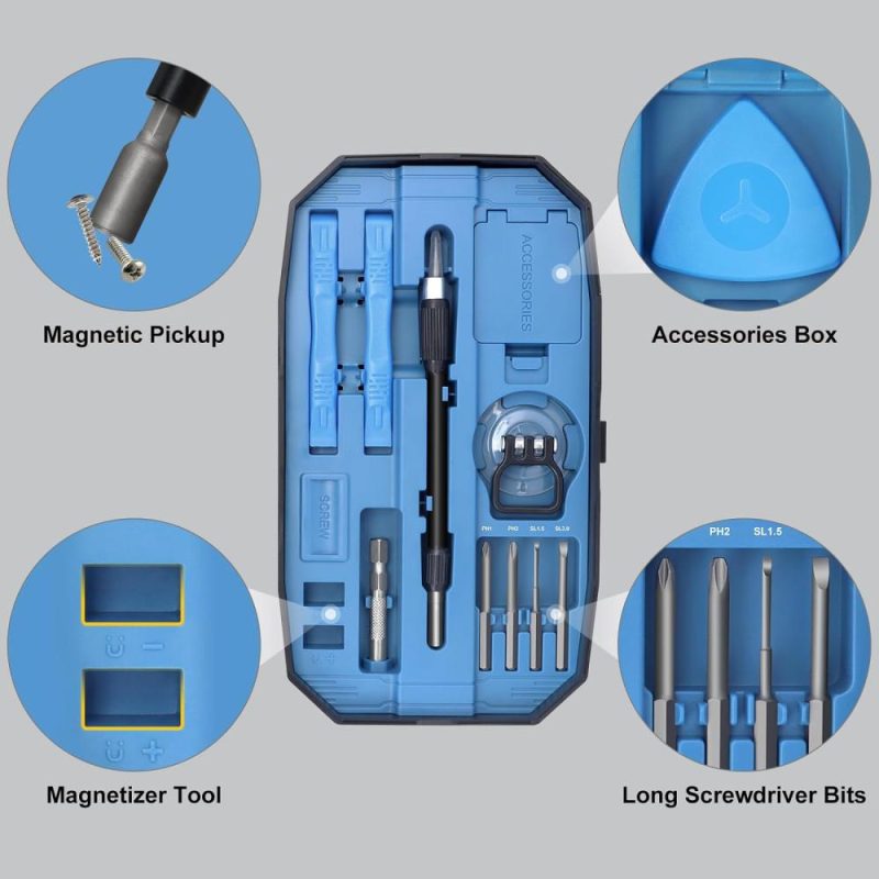 Jeu de tournevis de précision 153 en 1, petit jeu de tournevis magnétique avec étui, kit d’outils de réparation électronique pour ordinateur, portable, iPhone, MacBook, PC, manette PS5, Xbox, RC, bijoutiers, lunettes. | Sets de Tournevis