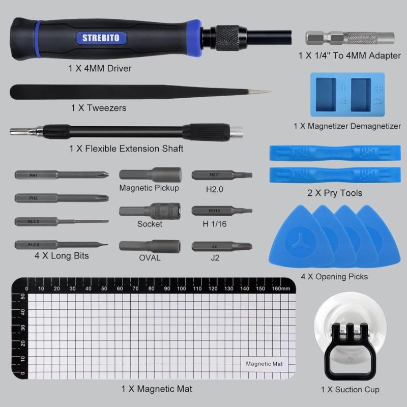 Jeu de tournevis de précision 153 en 1, petit jeu de tournevis magnétique avec étui, kit d’outils de réparation électronique pour ordinateur, portable, iPhone, MacBook, PC, manette PS5, Xbox, RC, bijoutiers, lunettes. | Sets de Tournevis