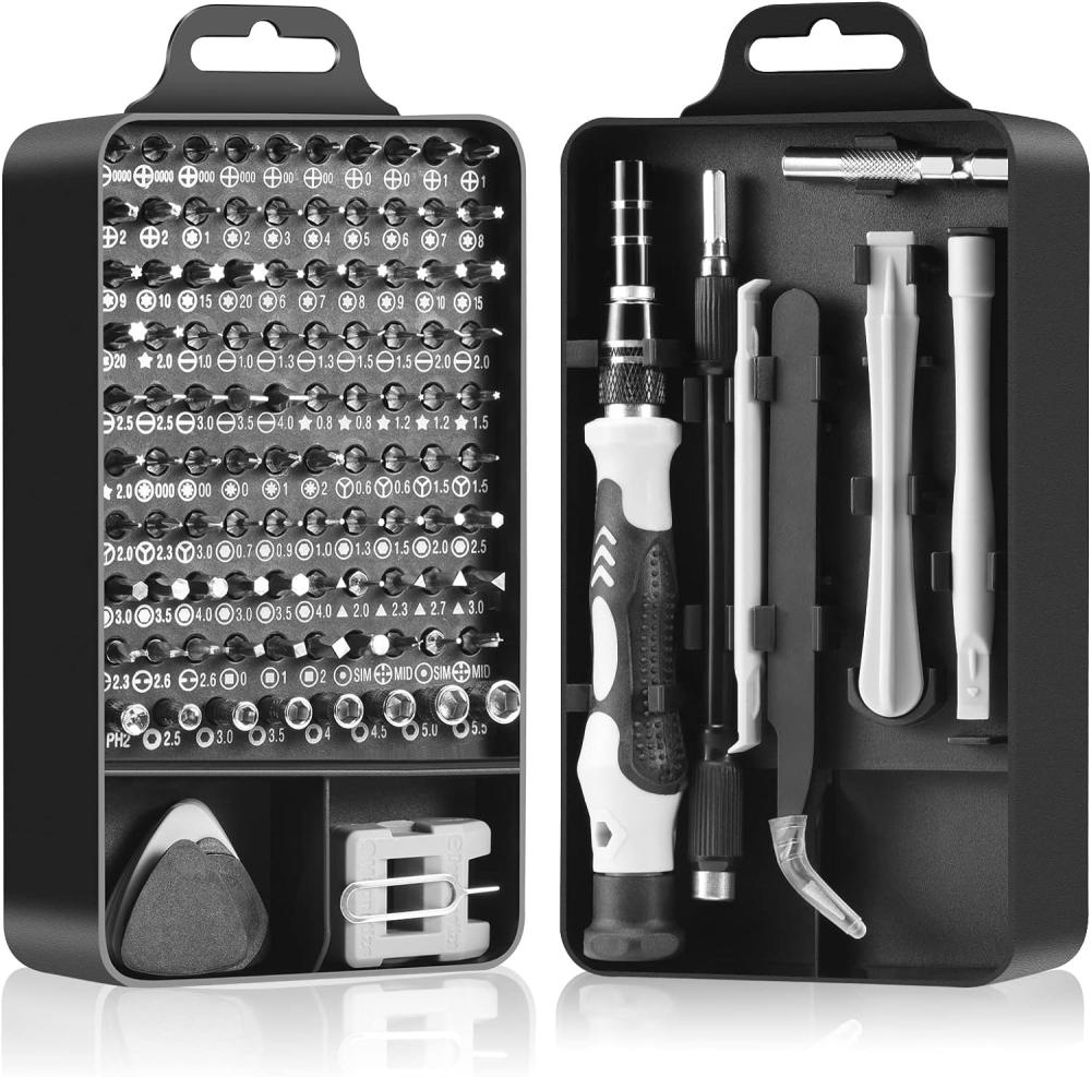 Jeu de tournevis de précision, kit d’outils de réparation magnétique professionnel de 115 en 1 pour l’électronique, ordinateur, iPhone, ordinateur portable, console de jeux, montre, lunettes, modding et projets de bricolage. | Sets de Tournevis