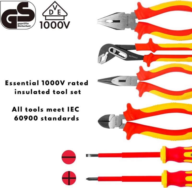 Jeu de tournevis et de pinces isolés, outils électriques 1000V pour électricien avec embouts magnétiques Phillips, fente et Pozidriv. | Sets de Tournevis