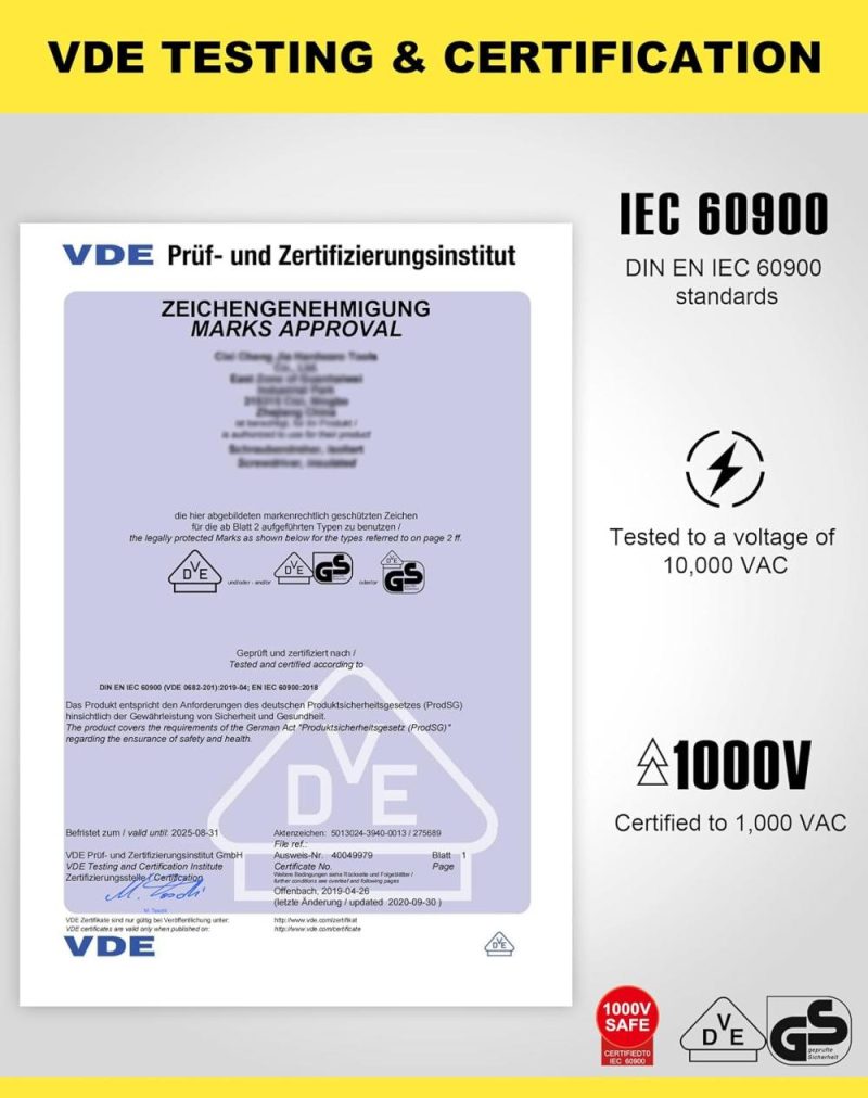 Jeu de tournevis isolés pour électricien 1000V, jeu de mini tournevis électriques à embouts magnétiques fendus et Phillips avec étui certifié VDE et GS, 6 pièces. | Sets de Tournevis