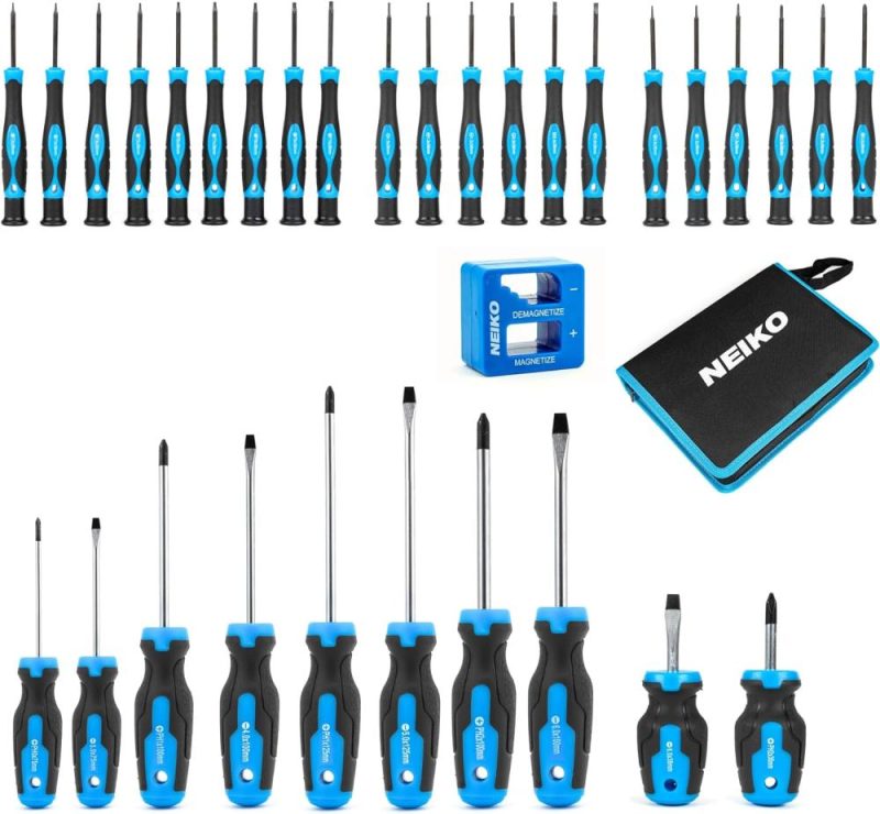 Jeu de tournevis maître 01379A, 32 pièces, tournevis de précision magnétiques, Phillips, à tête plate, fendus et Torx, comprend un magnétiseur et un démagnétiseur, petits tournevis magnétiques. | Sets de Tournevis