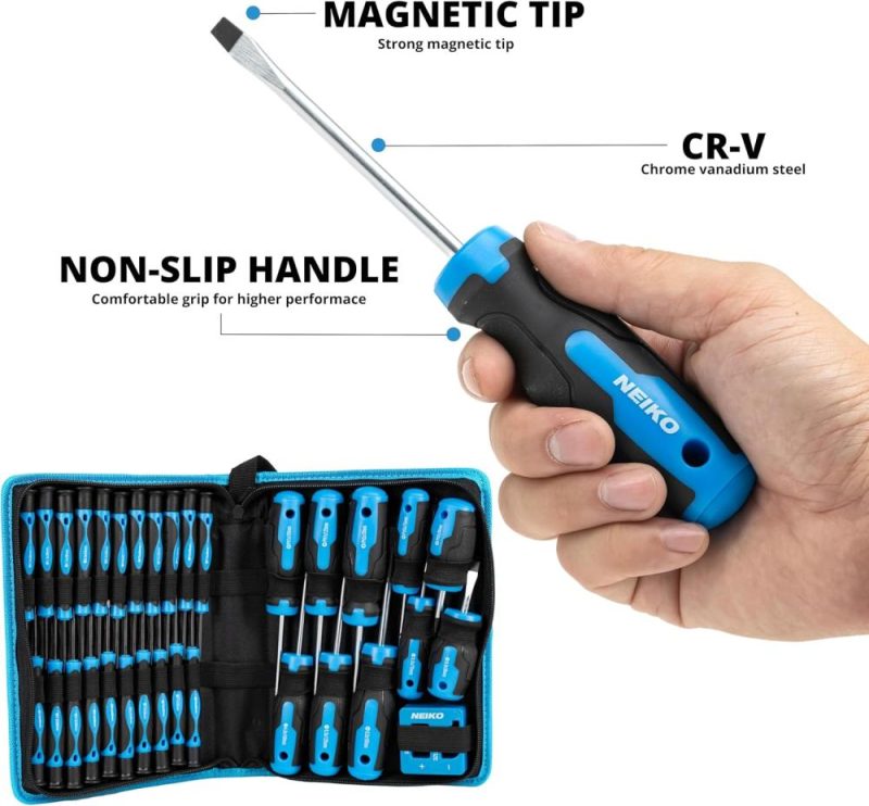 Jeu de tournevis maître 01379A, 32 pièces, tournevis de précision magnétiques, Phillips, à tête plate, fendus et Torx, comprend un magnétiseur et un démagnétiseur, petits tournevis magnétiques. | Sets de Tournevis