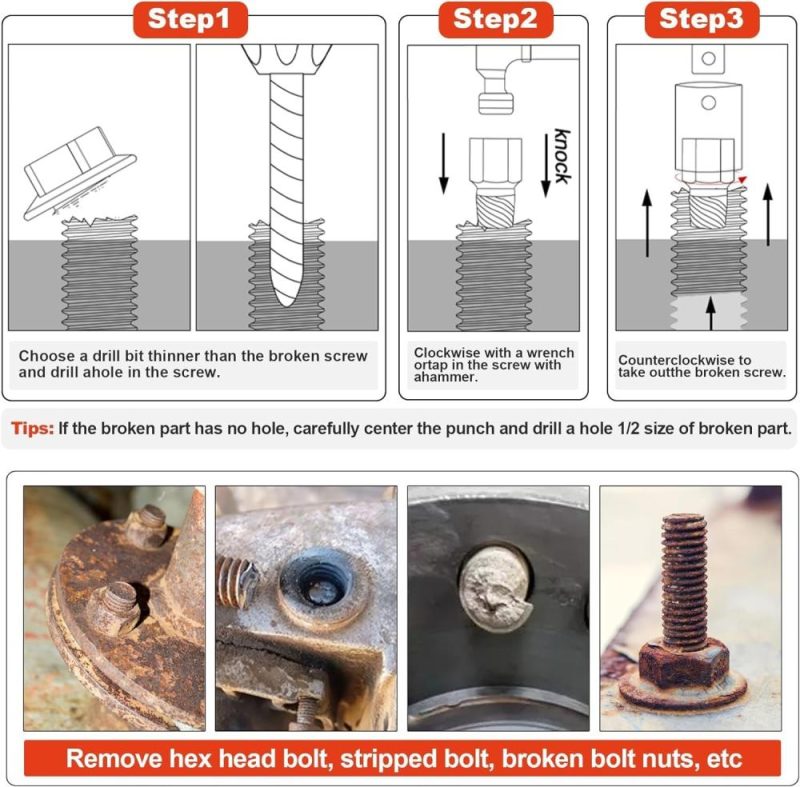Jeu d’extracteurs de vis à double tête, ensemble de 27 pièces, extracteur de boulons à tête hexagonale multi-fente, outil facile à utiliser pour retirer les vis, boulons, goujons et tarauds cassés. | Extracteurs de Tarauds