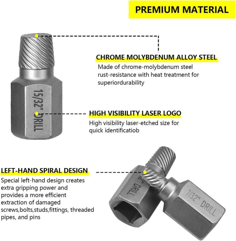 Jeu d’extracteurs de vis de 14 pièces, extracteur de boulons multi-splines de 3/8 pouces, pour retirer des vis, boulons et goujons cassés. | Extracteurs de Tarauds