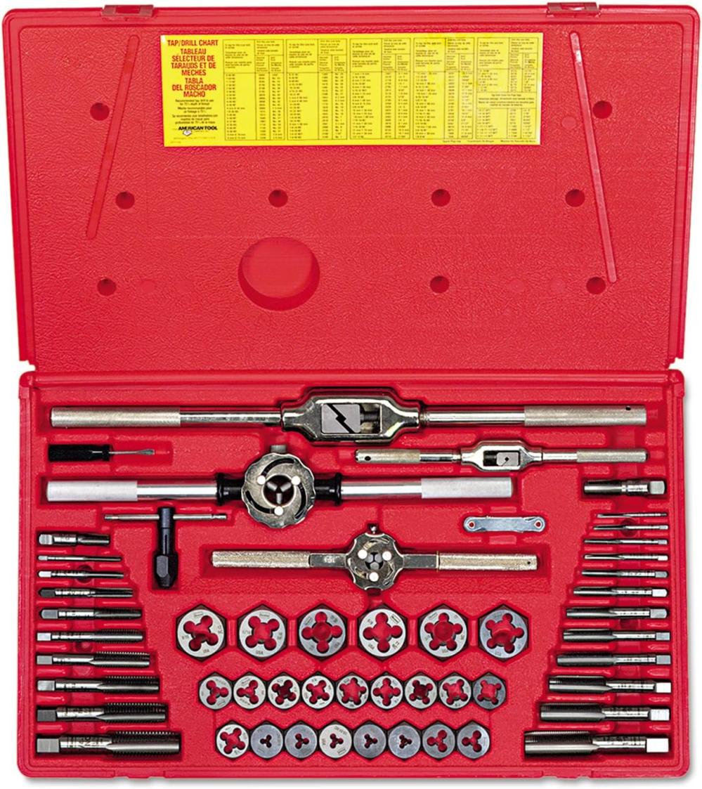 Jeu d’outils de taraudage et de filage, 53 pièces, acier brut | Sets de Tarauds et de Matrices