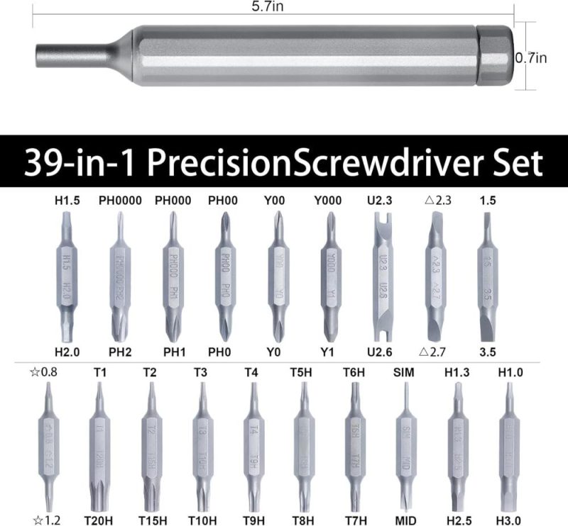 Jeux de tournevis de précision 50-en-1, tournevis manuel de style stylo, 38 pièces de bits de tournevis petits en acier S2 dur + plateaux magnétiques + 10 protège-doigts, kit d’outils de réparation pour électronique, lunettes, téléphone. | Verseurs à Embouts Multiples