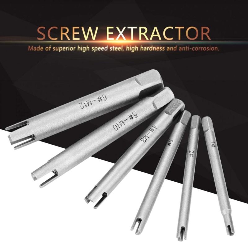 Kit d’extraction de vis Fafeicy Steel Broken Head Taps, ensemble de six pièces pour retirer les vis dénudées (#A 108G/3.8Oz) | Extracteurs de Tarauds