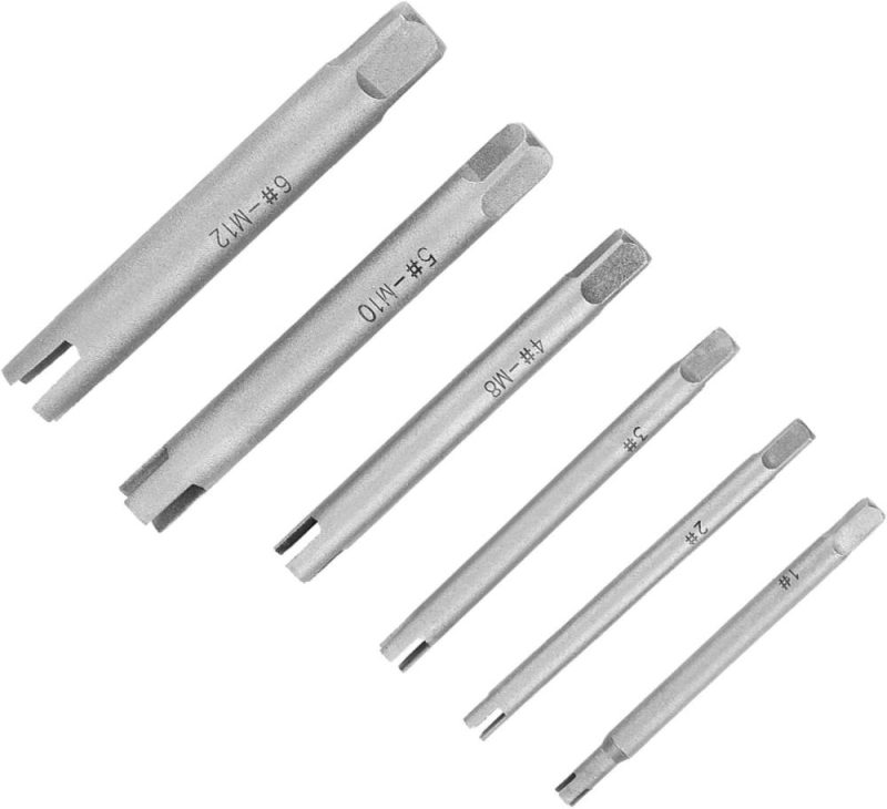 Kit d’extraction de vis Fafeicy Steel Broken Head Taps, ensemble de six pièces pour retirer les vis dénudées (#A 108G/3.8Oz) | Extracteurs de Tarauds