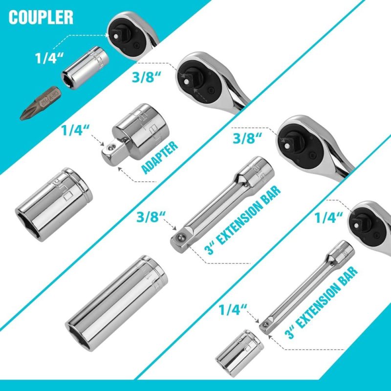 Kit d’outils mécaniques de 121 pièces, comprenant un ensemble de douilles SAE/mesure, une clé à cliquet à 72 dents, un tournevis magnétique 40-en-1 et des clés hexagonales avec une boîte à outils de transport pour la réparation automobile. | Couples à Douille et Jeux de Clés à Douille