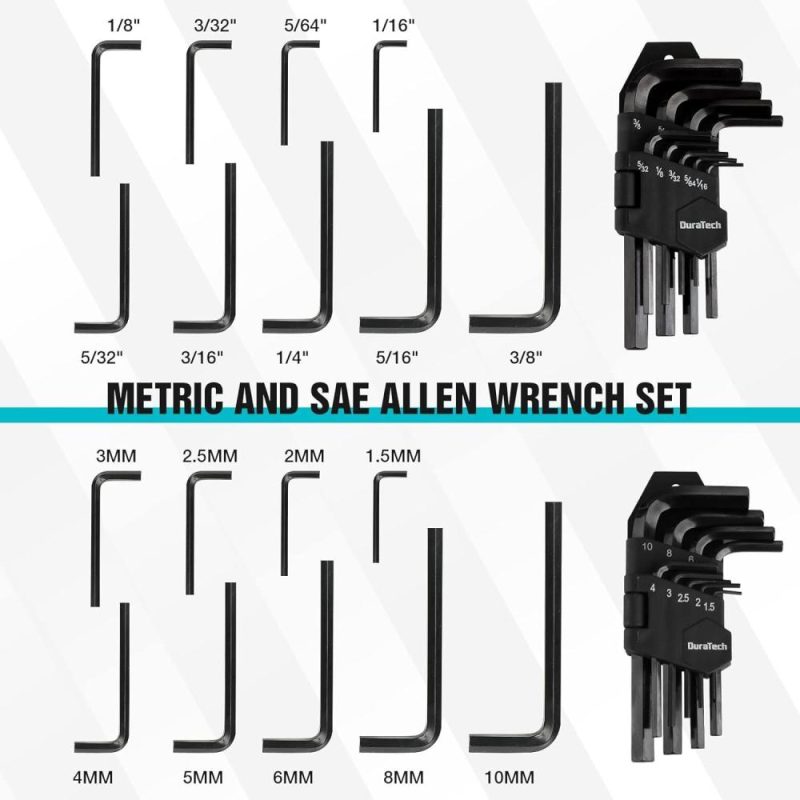 Kit d’outils mécaniques de 121 pièces, comprenant un ensemble de douilles SAE/mesure, une clé à cliquet à 72 dents, un tournevis magnétique 40-en-1 et des clés hexagonales avec une boîte à outils de transport pour la réparation automobile. | Couples à Douille et Jeux de Clés à Douille