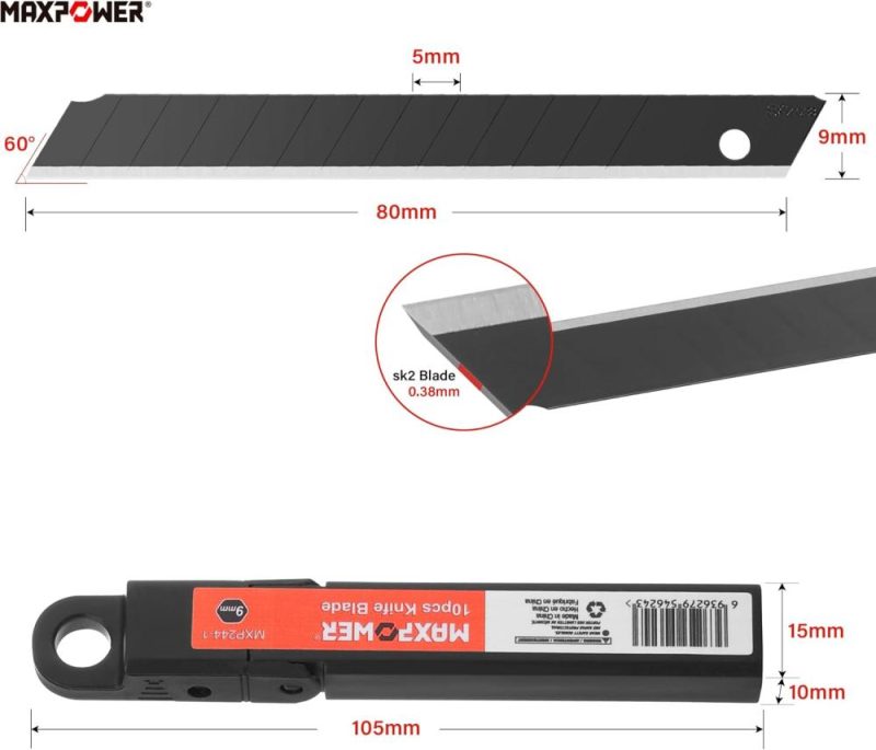 Lames de cutter, 100 pièces, lames à casser de 9 mm, lame de cutter à 60°, lames de remplacement pour cutter pour bureau, maison, arts, bricolage. | Lames de Couteau