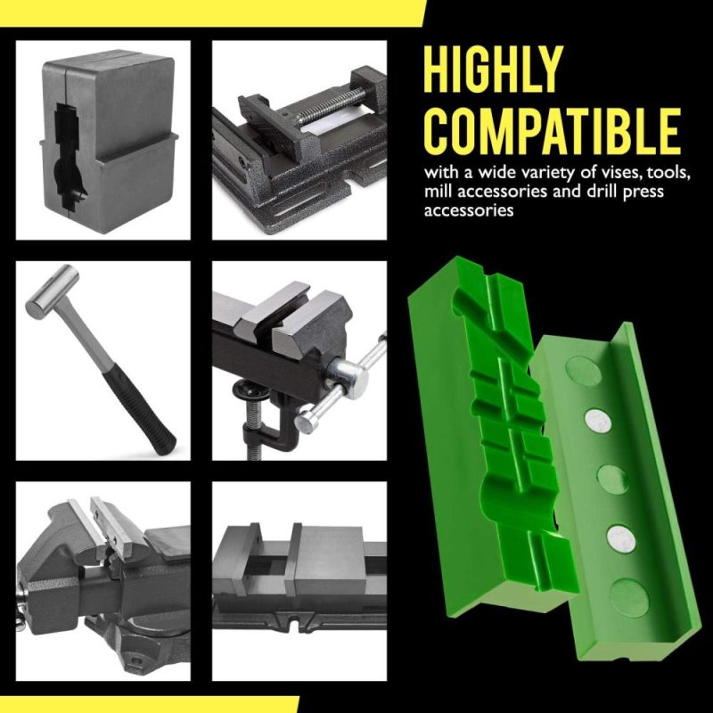 Mâchoires douces pour étaux / Plaques de mâchoire d’étau – Magnétiques – Longueur de 4,5 pouces, design multi-grooves, couvertures en caoutchouc TPU durables – Conviennent à une large gamme d’étaux et de blocs (4, 5, 6 pouces) | Étaux