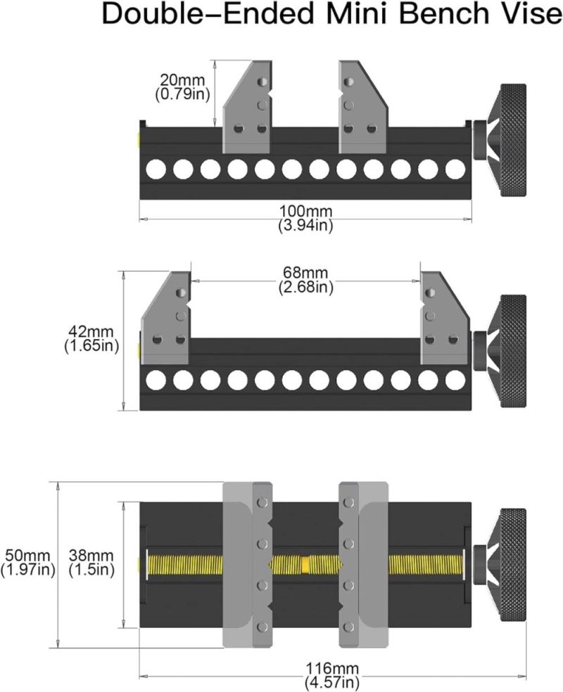 Mini étau à double extrémité par Am – Fabriqué en alliage d’aluminium de qualité aérospatiale et usiné CNC de précision, améliore la précision et la stabilité pour les travaux manuels. | Étaux