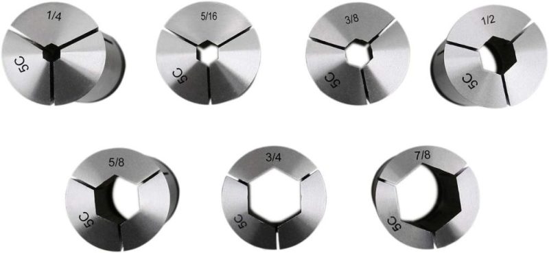 Mors hexagonaux 5C, 7 pièces/ensemble, tailles incluant 1/4 », 5/16 », 3/8 », 1/2 », 5/8 », 3/4 » et 7/8 », 0223-0309 | Collets