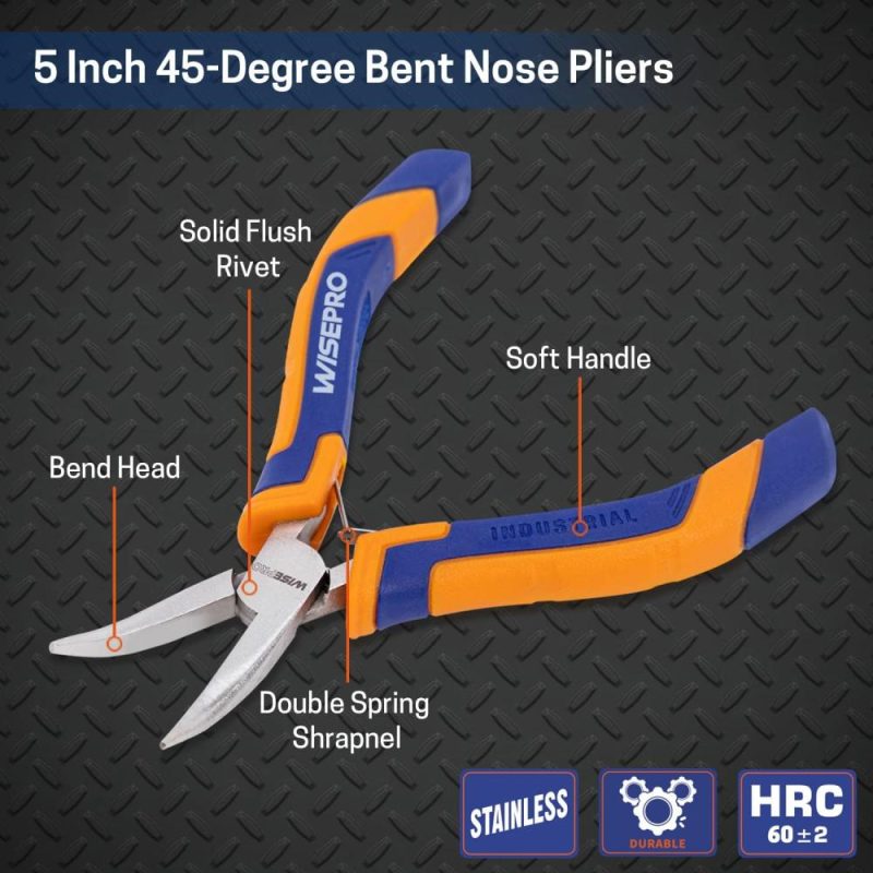 Pince à bec courbé de 5 pouces, pince à bec effilé, pince à nez courbé pour la fabrication de bijoux, réparation | Pinces à Becs Pointus