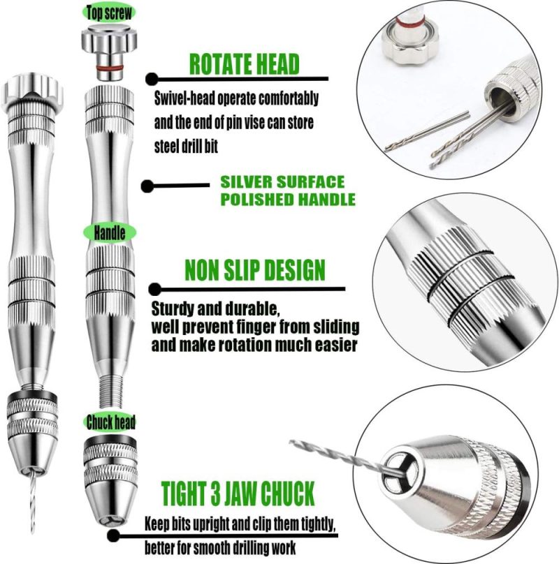 Pince à épingle pour moules de coulée en résine, ensemble de perceuses à main avec 20 forets (0,8-3 mm), outils de perceuse de précision pour résine, bijoux, porte-clés, pendentif. | Étaux