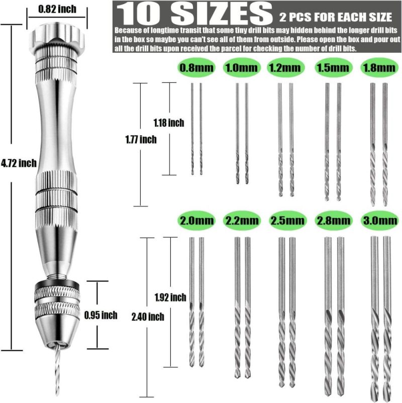 Pince à épingle pour moules de coulée en résine, ensemble de perceuses à main avec 20 forets (0,8-3 mm), outils de perceuse de précision pour résine, bijoux, porte-clés, pendentif. | Étaux