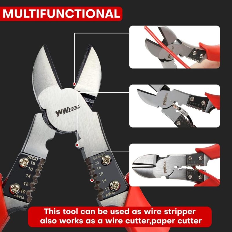 Pince à dénuder, Pince diagonale, Pince industrielle avec fonction de dénudage/crimpage/coupe, Pince robuste, 8 pouces (Hx-1-001) | Pince à Découper Sur le Côté