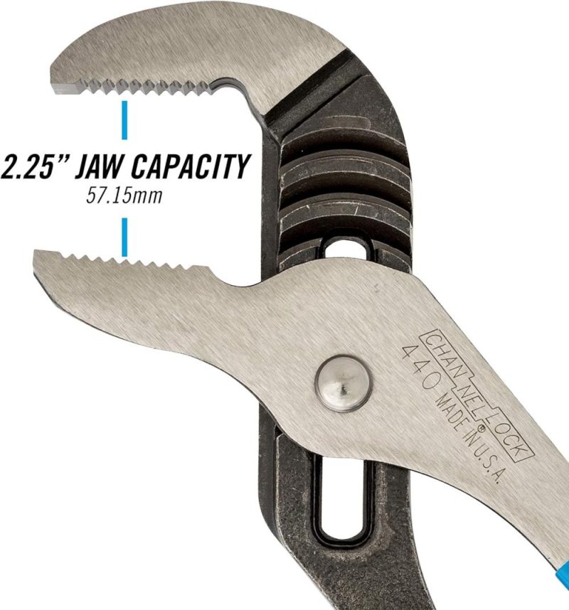 Pince à joint à gorge de 12 pouces avec poignées confortables – capacité de mâchoire de 2,25 pouces, dents à 90° traitées thermiquement au laser, acier au carbone forgé – fabriqué aux États-Unis | Pince à Languettes et Rainures
