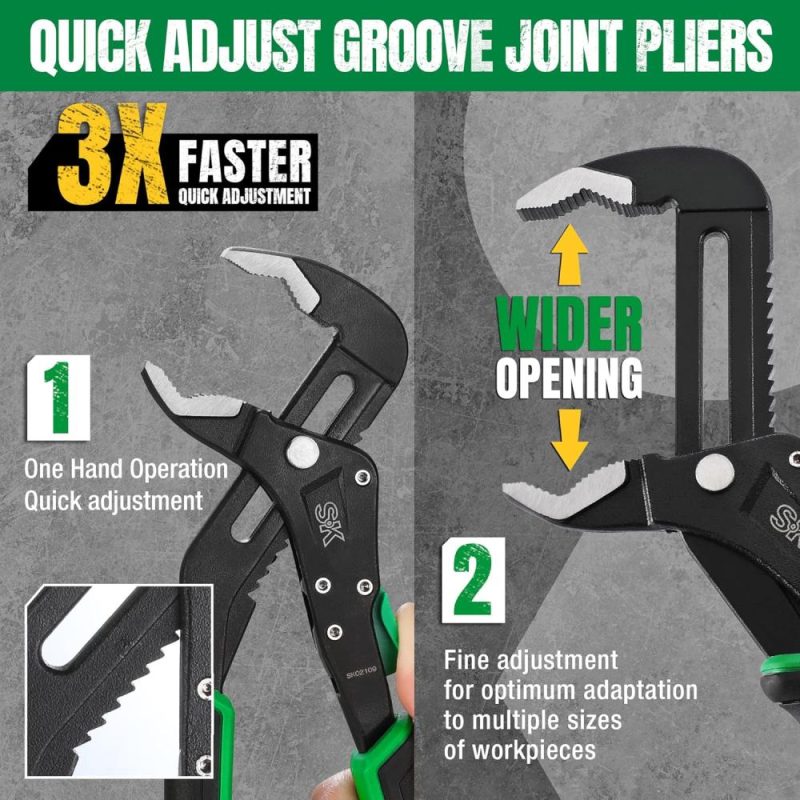 Pince à joint à rainure à réglage rapide de 8 pouces, pince à eau, construction en Cr-V de qualité supérieure, conception à mâchoire en V Suregrip avec poignées confortables | Pince à Languettes et Rainures