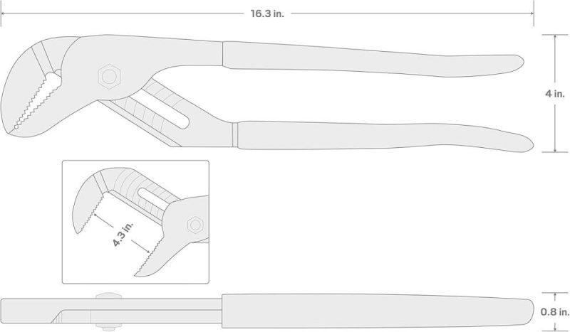 Pince à joint à rainure de 16 pouces (mâchoire de 4-1/4 po) | 37526 | Fabriqué aux États-Unis | Pince à Languettes et Rainures