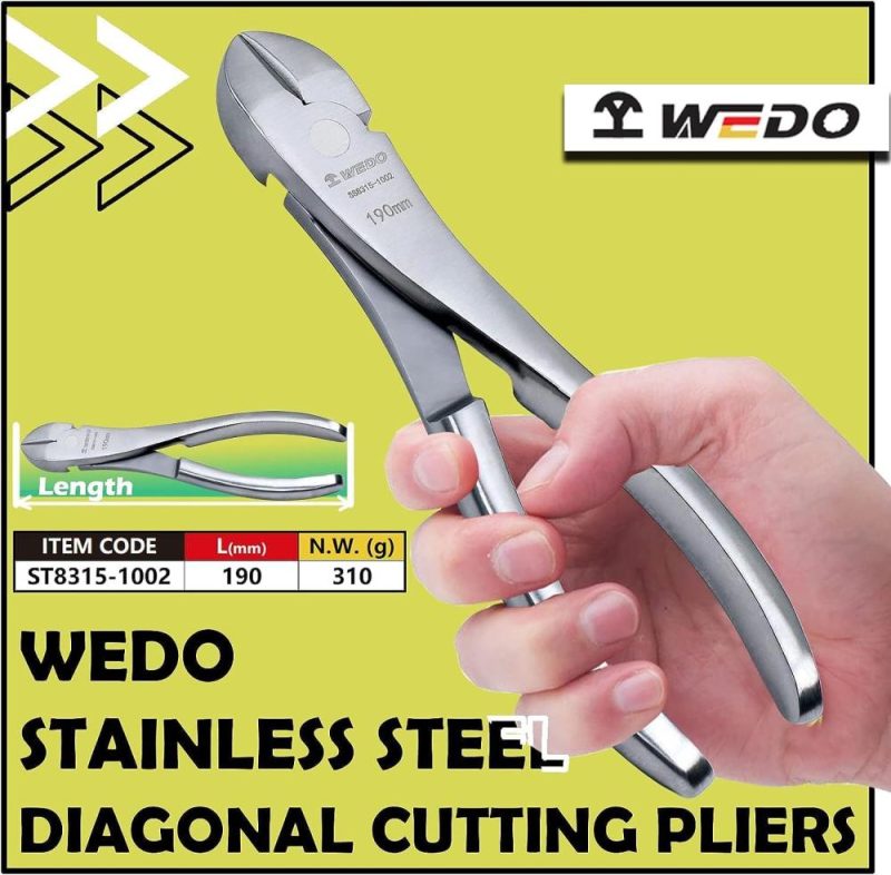 Pince coupante diagonale avec tête inclinée, pince de coupe latérale en acier inoxydable 7,5", coupe-fil, longueur 190 mm, surface sans chrome, poignée ergonomique, résistant à la corrosion, antirouille. | Pince à Découper Sur le Côté