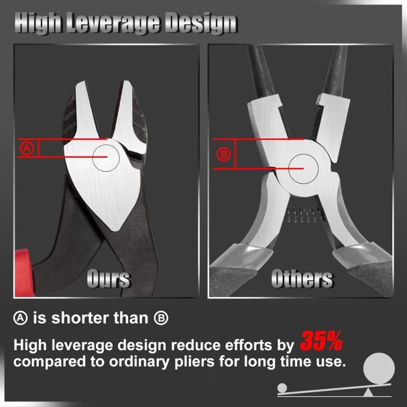 Pince coupante diagonale à fort levier avec tête inclinée, coupe-fils de 7 pouces, pince de coupe latérale lourde, outil à main professionnel, économie de 35 % sur la main-d’œuvre. | Pince à Découper Sur le Côté