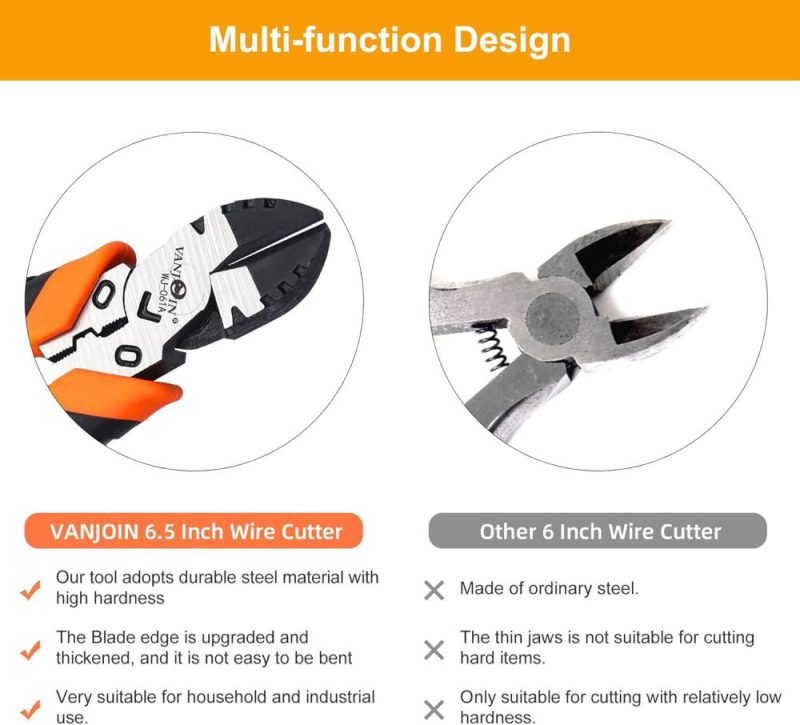 Pince coupante diagonale, pince coupante latérale de 6,5 pouces, coupe-fils avec ressort robuste, pince coupante latérale lourde pour la fabrication de bijoux, électriciens à domicile, coupe de fil en acier, outil de sertissage. | Pince à Découper Sur le Côté