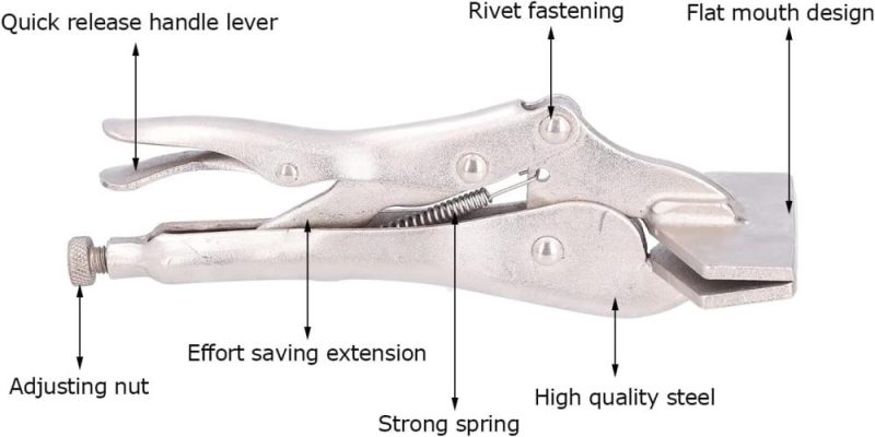 Pince plate à verrouillage plat, étau en acier à haute prise réglable de 10 pouces pour le soudage et le raccordement, conception à libération facile | Pinces-étaux et Pinces de Blocage